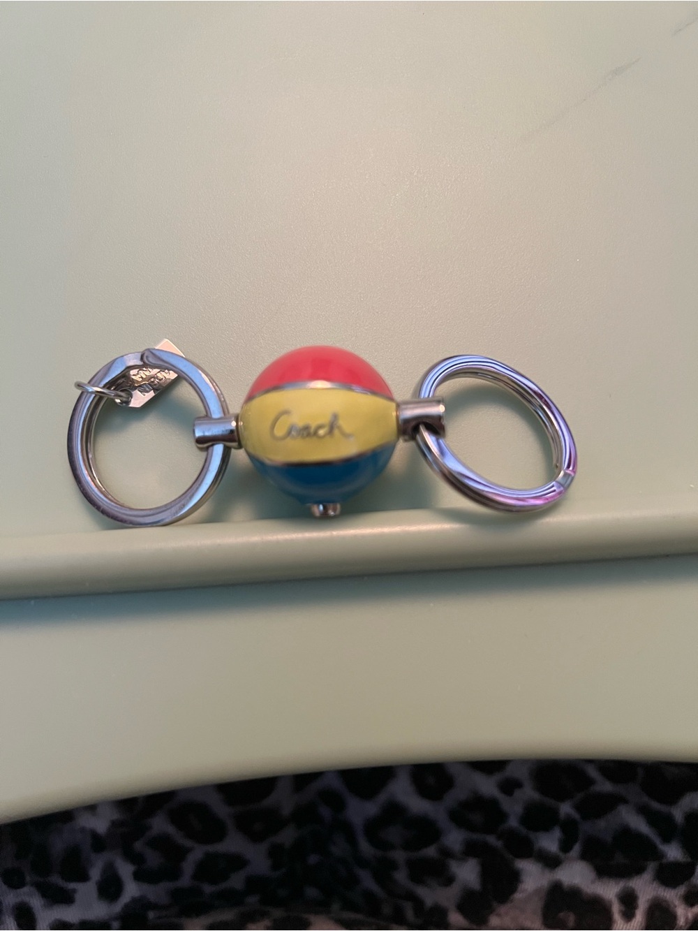Coach Red Yellow Blue Enamel Ball Keyring